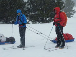 Randonneurs à ski et pulka Snowsled
