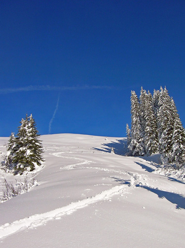 Virage telemark dans une neige difficile