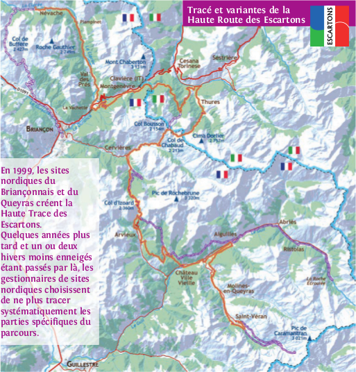 Tracé et variantes de la Haute Route des Escartons