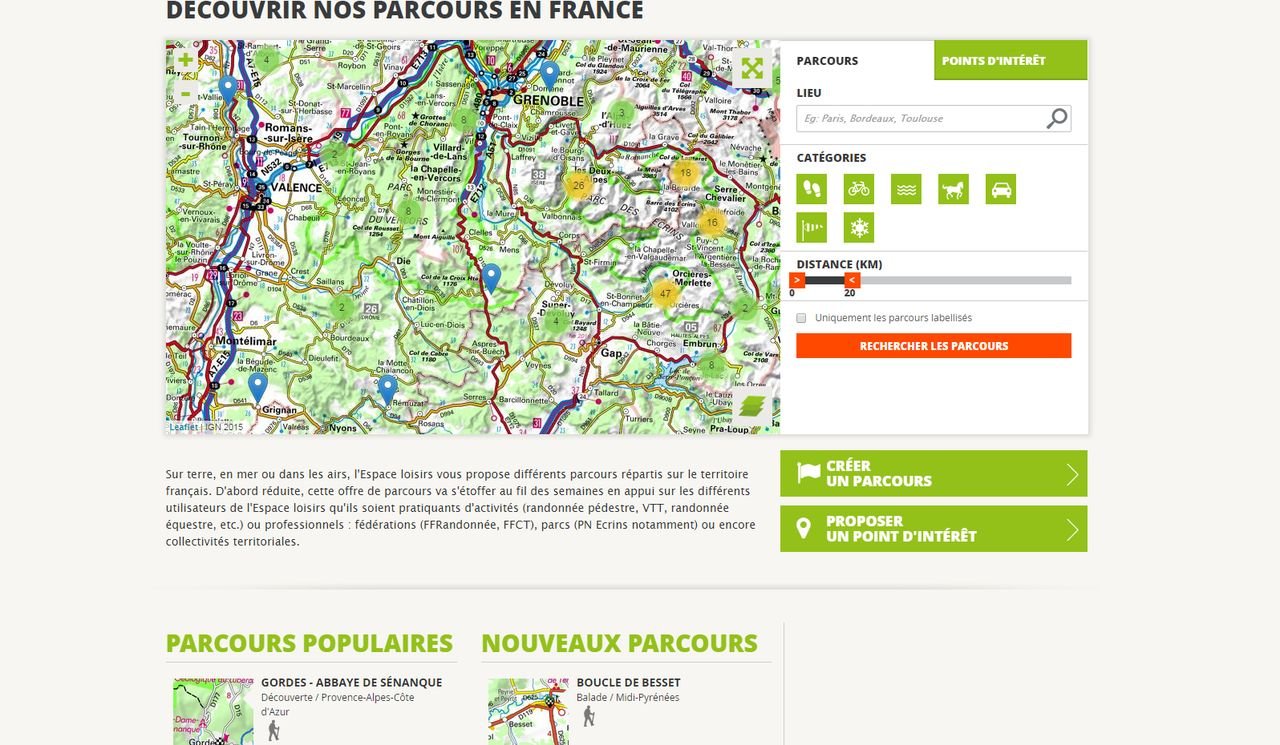 Choix des parcours partout en France