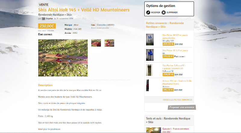 Achat, vente de matériel outdoor