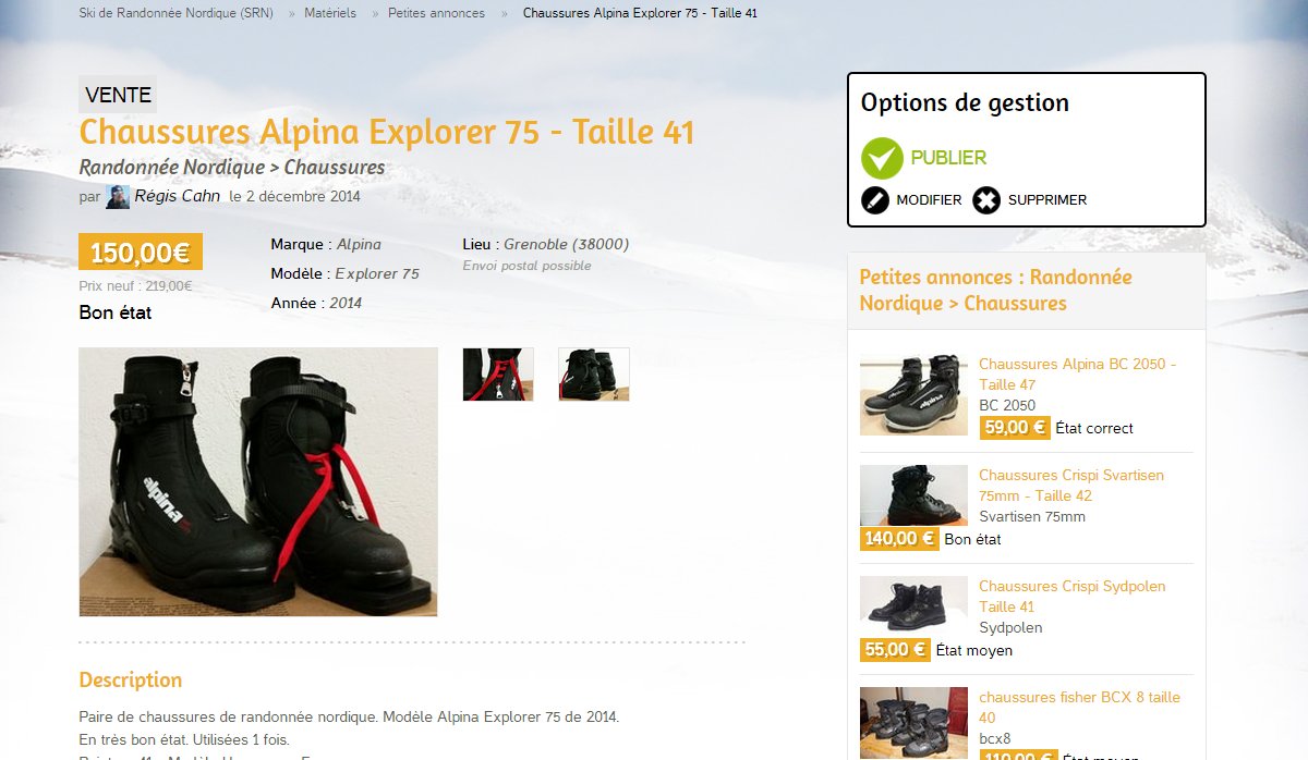 Petites annonces occasions : achat, vente de matériel de rando nordique